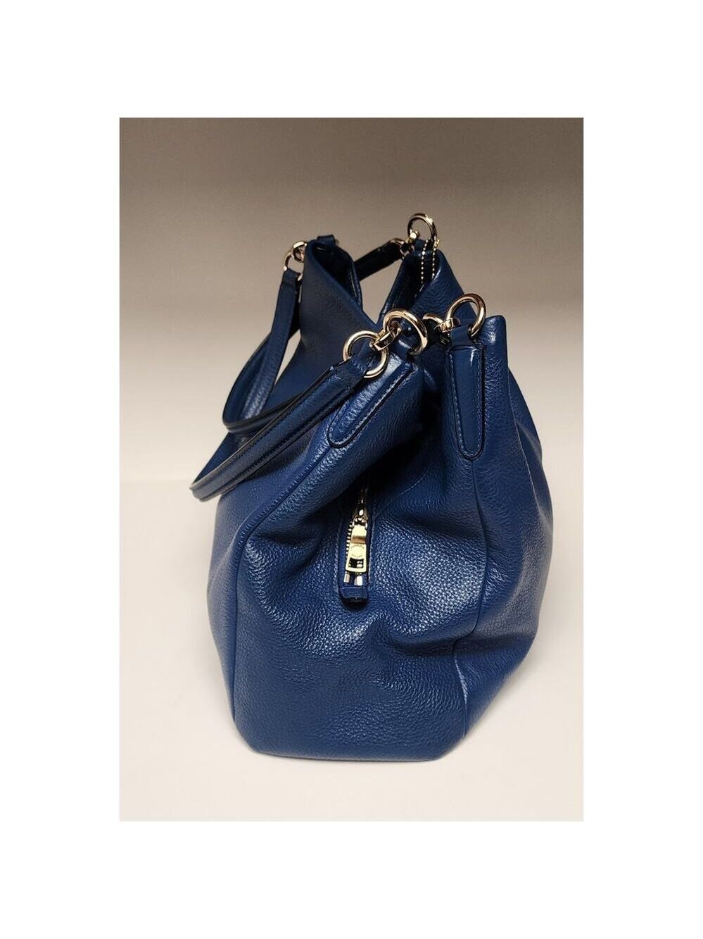 Coach Phoebe F35723 Blue Pebble Leather Shoulder Bag with Gold-Tone Hardware - Picture 5 of 13